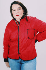 long sleeve red quilted liner jacket