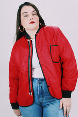 long sleeve red quilted liner jacket