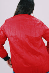long sleeve red quilted liner jacket