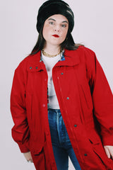1990's eddie bauer red rain jacket with tartan liner