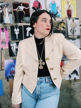 cropped beige blazer