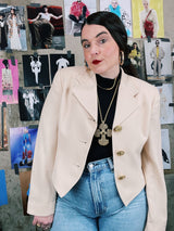 cropped beige blazer