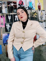 cropped beige blazer