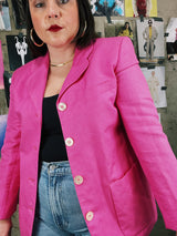pink linen jacket