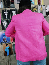 pink linen jacket