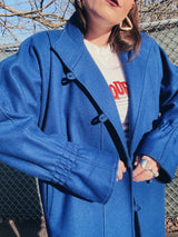 long wool coat in blue