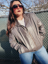 grey leather jacket