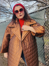 bronze quilted puffy jacket