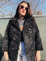 fux fur black pea coat