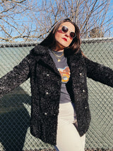 fux fur black pea coat