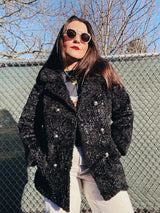 fux fur black pea coat