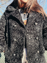 fux fur black pea coat