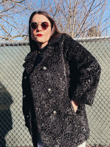 fux fur black pea coat