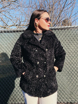 fux fur black pea coat