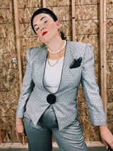 1980's grey blazer with polka dots