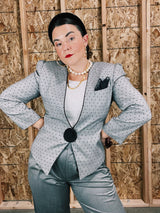 1980's grey blazer with polka dots