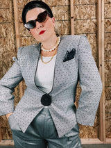 1980's grey blazer with polka dots
