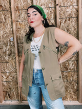 tan beige 1990's sleeveless women's vest