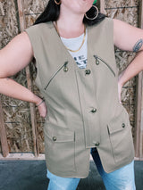 tan beige 1990's sleeveless women's vest