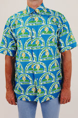 vintage men's printed button up front