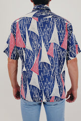 Men's vintage printed button up back