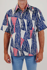 Men's vintage printed button up front