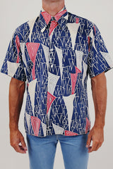 Men's vintage printed button up front