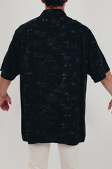 Men's vintage Hawaiian print button up back