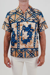 Vintage men's Hawaiian print button up front
