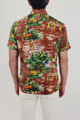 Vintage Men's Hawaiian print button up back