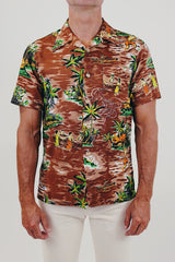 Vintage Men's Hawaiian print button up front