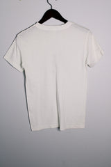 Women's or men's vintage 1980's Ched by Anvil, Made in USA label short sleeve white graphic t-shirt with large graphic on the front in a cotton and polyester material.