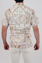 Vintage men's hawaiian print button up back