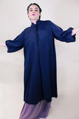 Women's vintage 1960's Ivan-Frederics Original, Made in California short sleeve long length purple eggplant colored duster jacket.