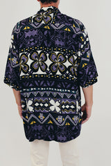 Men's vintage hawaiian print button up back