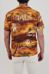 Vintage men's Hawaiian print button up back