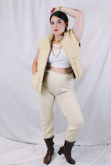 Men's or women's vintage 1950's cream colored wool material military long john underwear. Ribbed ankles and elastic waistband.