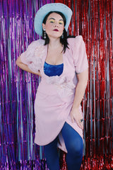 Women's vintage 1980's Justin David, New York, Made in USA label two piece matching pink set.