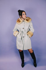 Leather Coat with Faux Fur Trim