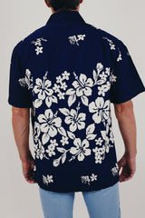 Vintage men's Hawaiian print button up back