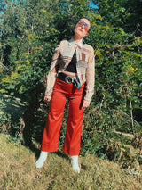 sheer cropped button up blouse with collar and ruched cuffs and hems women's retro 1990's