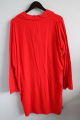 Women or men's vintage 1960's Designer Original by Pleetway label long sleeve long length pajama top or dress with collar and V shaped neckline and owl patch.