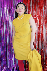 Women's 1960's St. Andrews Imports LTD., Made in Hong Kong label three piece matching set in bright yellow wool material.