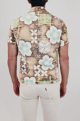 Men's vintage Hawaiian print button up back