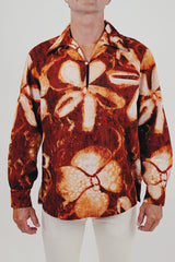 men's vintage Hawaiian print button down front