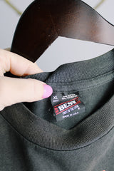 Men's or women's vintage 1994 Best, Fruit of the Loom, Made in the USA label black Merle Haggard tour tee with large colored graphic on front and back in a cotton and polyester material.