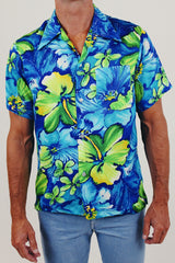 vintage men's Hawaiian print button up front