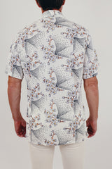 Vintage men's cherry blossom print button up back