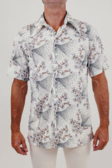 Vintage men's cherry blossom print button up