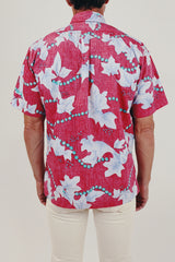 men's vintage printed button up back